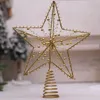 Decorações de Natal Tree Tree Topper STAR STAR REUSIÁVEL GLITREDED Treetop ornamentos para decoração de natal de fazenda