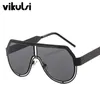 Sunglasses Vintage One Piece Sunglasses Women New Oversized Pilot Men Shades Glasses Luxury Brand Metal Hollow Trend Unique Female Eyewear G230223