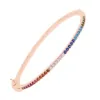 Link Chain New Rectangle CZ Stone Armband för kvinnor Lyxsmycken Rose Gold Color Rainbow CZ Tennis Gorgeous Trendy Bangle G230222