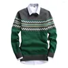 Herrtröjor Autumn Winter Men Pullover Slim Fit Crew Neck Lång ärm bra beröring Knitkläder Kylsäker fin stickning för dagligen