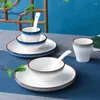 Ciotole 4 Pz/lotto Ciotola In Ceramica Tazza Piatto Cucchiaio Set El Stoviglie Tazza Da Tè Casa Riso Da Dessert Piattino Porcellana Da Tavola Contenitore