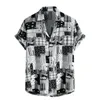 Chemises décontractées pour hommes Chemise pour hommes Y2k Hombre chemise à manches courtes imprimée de feuilles tropicales Chemise vintage de plage hawaïenne de rue pour hommes Nouvelle chemise pour hommes Harajuku Z0224