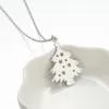 10PCS Cute Christmas Pine Tree Necklace Cone Acorn Oak Cedar Tree with Stars Pendant Stainless Steel Plant Minimalist Chokers Collar Jewelry