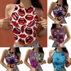 Wholesale Women Tank Tops Printed Round Neck Sleeveless Vest Lolita Style Open Navel Blouse 11 Color For Summer
