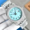 풀 다이아몬드 시계 남성 자동 기계적 시계 방수 41mm 다이아몬드 스터드 스틸 사파이어 여성 비즈니스 손목 시계 Montre de Luxe