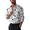 Chemises décontractées pour hommes chemise pour hommes 2022 printemps nouvelle mode vague Dot imprimer hommes chemise à manches longues décontracté sauvage col rabattu grande taille hommes vêtements Z0224