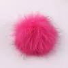 Boinas de 15 cm, pompones de piel de mapache rosa con bolas de botón a presión para gorro de punto, gorros, boinas reales, boinas, boinas, Elob22