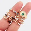 Anéis de casamento esmalte o esmalte colorido de jóias de zircão camada de anel de metal Acessórios de metal jóias para mulheres empilháveis ​​ajustáveis