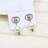 Diverses boucles d'oreilles vintage de luxe en argent 925 designer boucles d'oreilles lettres bijoux femmes 18k plaqué diamant valentine cadeaux de mariage Aucune boîte