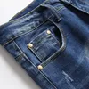 Men's Jeans Mens Holes Ripped Patchwork Blue Denim Slim Straight Pants Stretch Trousers Casual Fashion Style Drak22