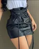 Jupes Laceup Taille Haute En Cuir PU Mini Jupe Discothèque Sexy Personnalité Europe et Amérique Mode Vêtements Pour Femmes 230224