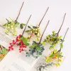 Decorative Flowers Artificial Blueberry Plant Flower Bud Fake Plants Wreath Berry For Wedding Home Party Decoration Eco-friendly