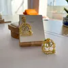 Diseñadores Pendientes de botón grandes de oro de 18 quilates Pendientes de marca de diseñador plateados Pendientes de personalidad de jaula de cristal para mujer