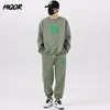 Men s tracksuits Hiqor FashionSuit Men Autumn Inverno 2 Peça Conjuntos de rua de rua Impressão o Pescoço Casual Green Blakc Sportswear Man Conjunto 230224