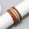 Charm armband 3st män armband set handgjorda justerbara rep Braclet homme naturliga trä braslet hombre handtillbehör tiger ögon joias