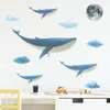 Wall Stickers Cartoon Whale Clouds Moon For Children Animal Home Decor Bathroom Decal Living Room Bedroom Decorations Mural