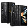 Coques de téléphone antichoc pour Samsung Galaxy Z Fold 4/3 Alligator Pattern PU Housse de protection en cuir