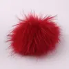 Boinas de 15 cm, pompones de piel de mapache rosa con bolas de botón a presión para gorro de punto, gorros, boinas reales, boinas, boinas, Elob22