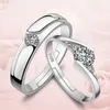 Crystal Open Adjustable Diamond Engagement Wedding Ring Couple Rings Fashion Jewelry Women Men