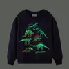 Glow Dinosaur Shark Jumper Baby Jungen Mädchen Hoodies Kinder Designer Kleidung Pullover Sweatshirt Kinder Mantel