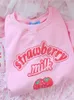 Kvinnor Hoodies Sweatshirts S3XL Harajuku Kawaii Sweatshirt Strawberry Pink Spring Kpop Korean Style Fleece Women Cute Top Outwear for Girls 230224
