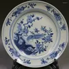 Bols chinois vieux bleu et blanc fleur motif oiseau assiette en porcelaine