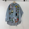 Damenjacken Frühling Herbst Jeansjacke Frauen Mantel Patches Patchwork Unregelmäßige Langarm Streetwear Fashion Cardigan Jean Mäntel