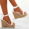 Sandalen Zuzi Woman Summer Sexy Wedge Sandals Platform Dames Hoge hakken Schoenen Women Fashion Straw Open Toen Casual vrouwelijke schoenen Z0224