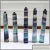 Kunst- en ambachten geschenken Home Garden Natural Colorf Fluorite Quartz Tower Crystal Point Chakra Reiki Obelisk Wand H DH8UW