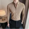 Men's Casual Shirts Plus Size 4XL-M Spring Long Sleeve Plaid For Men Clothing 2023 Slim Fit Formal Wear Business Tuxedo Chemise Homme