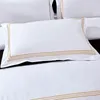 枕ケース2PCSSET Luxury 100％Egypt Cotton Embroidery 5 Stars El Pillowcases Pillow Caver White Pillow Case Oneペア50*80 55*85cm 230223