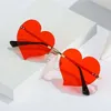 Sunglasses Candy color heart shape Sunglasses Frameless Sun Glasses Heart Shape Personality Trend Colorful Ocean Shades Eyewear UV400 G230223