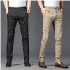 23SS Fashion street men's 7 colors men's straight slim casual pants trend black checked pants men