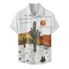 Camisas casuais masculinas verão 2022 Hawaii Shirt Designer Men's Cactus Desert Landscape Print Shirt Plant Tropical Sleeve Sleeve Camisa Retro Camisas Z0224