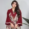 Vêtements ethniques Abayas Musulman Floral Imprimer Femmes Maxi Robe Kaftan À Manches Longues Arabe Abaya Islamique Robe Moyen-Orient Dubaï Turquie Soirée