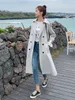 Women's Trench Coats Fashion Double-Breasted Women Trench Coat Long Belted Slim Lady Duster Coat Cloak Female Outerwear Spring Autumn Clothes 230223