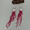 Dangle Earrings KKGEM Luxury Style Natural 2mm Round Garnet White Pearl Tassel Cubic Zirconia Pave LeverBack