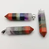 Pendant Necklaces Fashion Reiki Chakra Healing Crystal Pillar Natural Stone Necklace Multicolour Charm For Jewelry 4pcs/lot