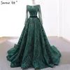 Party Dresses Green Sequined Luxury Fashion Evening Long Sleeves Lace Up A-Line Gowns 2023 Serene Hill LA60799