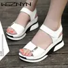 Sandals High Heel Sandals Women's Summer 2021 New Platform Open Toe Wedges Heel White Sandals Wedges Shoes for Women Fashion Shoes Z0224