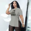 Designer Womens Short Sleeve T-shirt Ladies Plus Size Clothes S-xxxxl 2023 Casual Summer Letter Print Crew Neck Split Tops