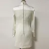 Casual Dresses High Street 2023 Stylish Designer Dress Women's Long Sleeve Satin Tweed Patchwork Lion Buttons