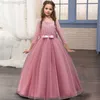 Girl's Dresses 2023 Summer Long Sleeve Bridesmaid Kids Dresses For Girls Elegant Princess Dress Clothes Wedding Party Girl Dress 14 10 12 Years W0224