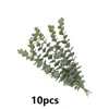 Kwiaty dekoracyjne 10pcs sztuczne łodygi eukaliptus pozostawia rośliny w pomieszczenia fałszywa gałąź świąteczna impreza domowy dom w holidaje szare zielone