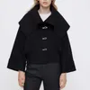 Kvinnorjackor Retro Turndown Collar Woolen Coat Wool Blend Ladies Lock Catch Catch Catch Catch Catch Catch Wlack Jacket Winter 230223