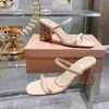 Sandali alla moda tacchi spessi di cristallo nuove scarpe eleganti da donna pantofole di design di lusso scarpe da spiaggia paillettes scarpe da fabbrica decorative di alta qualità