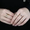 Wedding Rings 2023 Delicate Gold Color Square CZ Stone Ring Pricess Cut Band Engagment White Blue For Women Jewelry