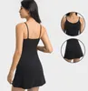 Women's Tracksuitslululemem Yoga Thin Strap Dress Tennis Tank Top Dresses with Chest Pads High Elastic Slim Fit Sweat-Wicking Breathable Sports Skirts for Outdoor