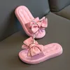 Slipper Sweet Girls s Fashion Bow Open Toe Slide Summer Soft Non slip Home s Toddler Baby Girl Shoes Outdoor Beach 230224