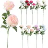 Flores decorativas grinaldas de 3hes de cabeça artificial ramo de flor de seda peônia para brim brial bouquet arco de casamento falso arranjo de jardim de casas